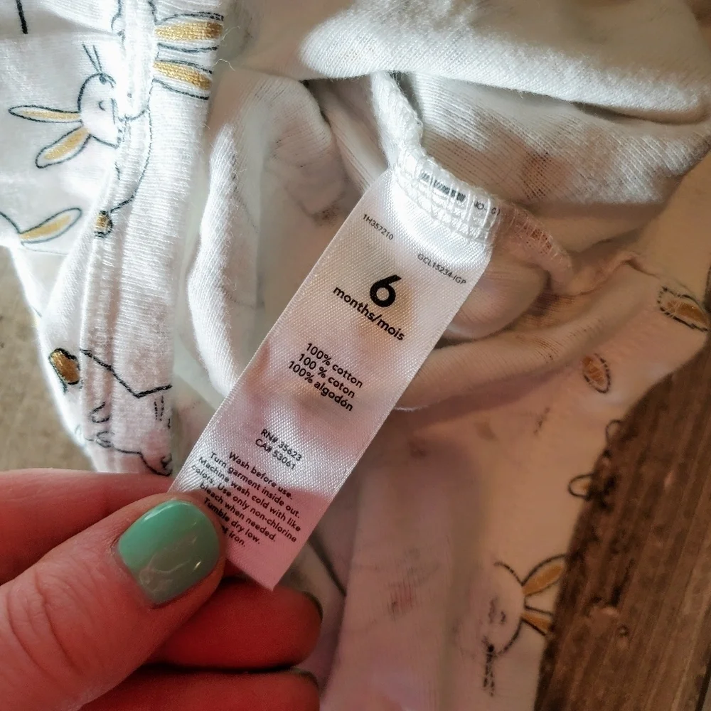 Carter's Baby Girl Infants Size 6m Bunny Rabbit Bodysuit Easter Spring Cotton